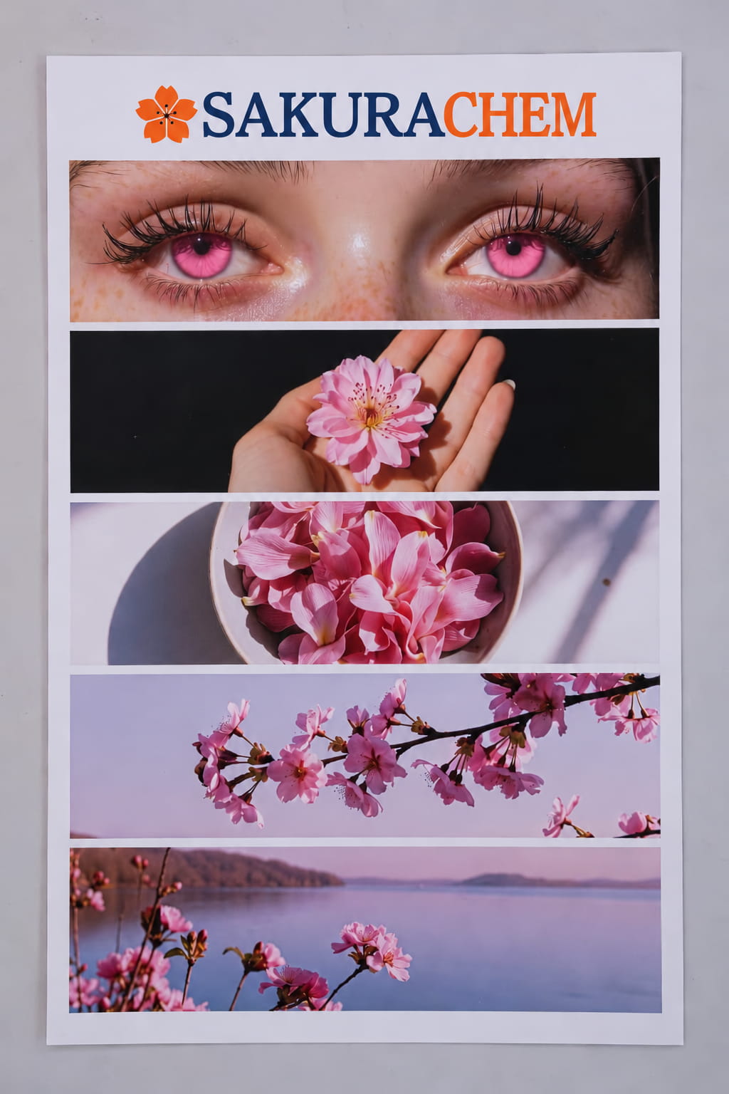 Sakurachem çiçek temalı marka posteri
