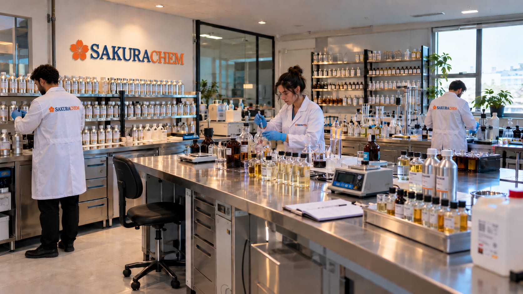 Sakurachem markalı modern esans laboratuvarı kompozisyonu