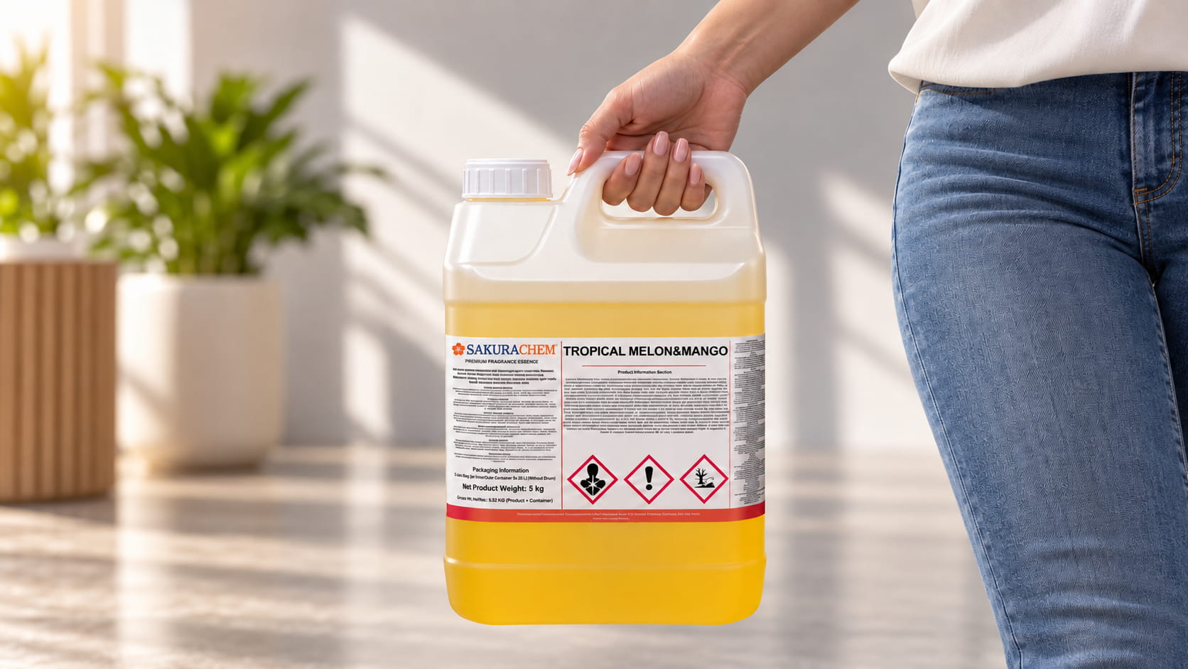 Sakurachem Tropical Melon ve Mango esansının sarı sıvılı ambalajı